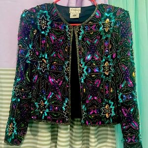 Sequin stenay blazer turquoise & fiusha